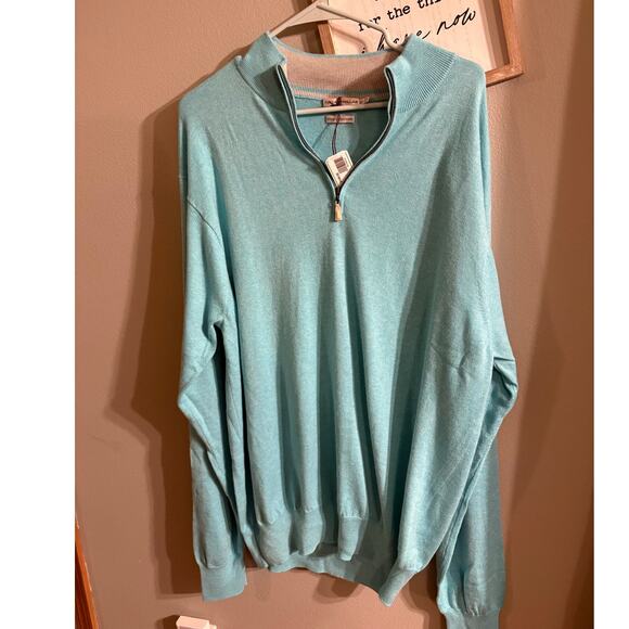 NWT Peter Millar 1/4 Zip SWEATER in color CABANNABLUE Style:MS14S12 Size XL - Picture 1 of 3